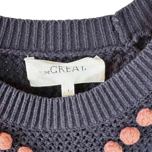 The Great - The Bobble Pom Pom Sweater in Navy Blue Size 1/Small - Picture 7 of 8